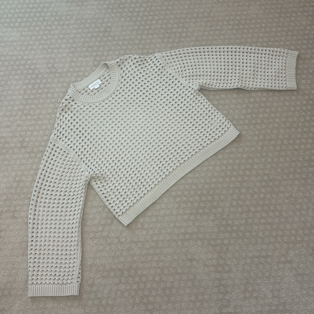 Sammie Mesh Knit Crew Neck Sweater in Dune size Large he - Picture 8 of 12